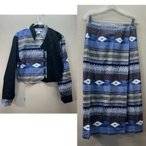 Banjo Dallas Texas Vintage Skirt Top Set Southwestern Aztec Rodeo Ranch Cowgirl